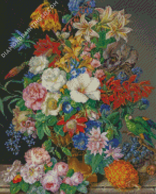 Blumenstuck AMit Ananas Weintrauben Und Papagei By Franz Xaver Diamond Paintings