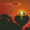 Broken Couple Sunset Silhouette Diamond Paintings