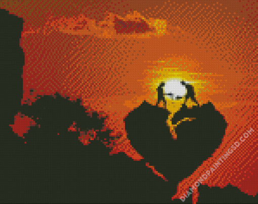 Broken Couple Sunset Silhouette Diamond Paintings