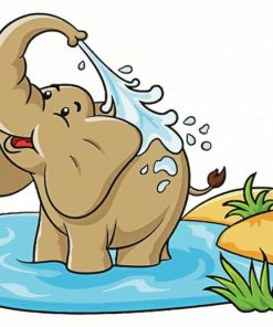 Cartoon Elephant Bathing Diamond Paintings