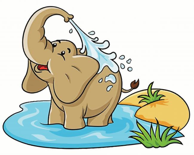 Cartoon Elephant Bathing Diamond Paintings