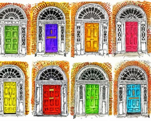 Colorful Irish Doors Art Diamond Paintings