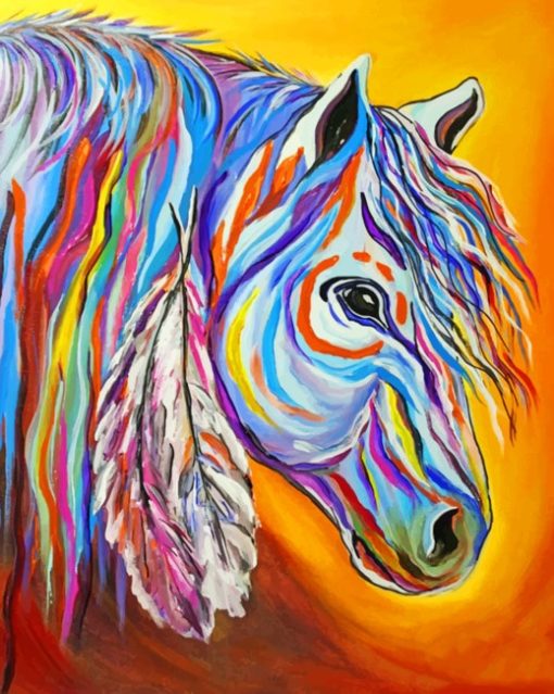 Colorful Native Horse Diamond Paintings