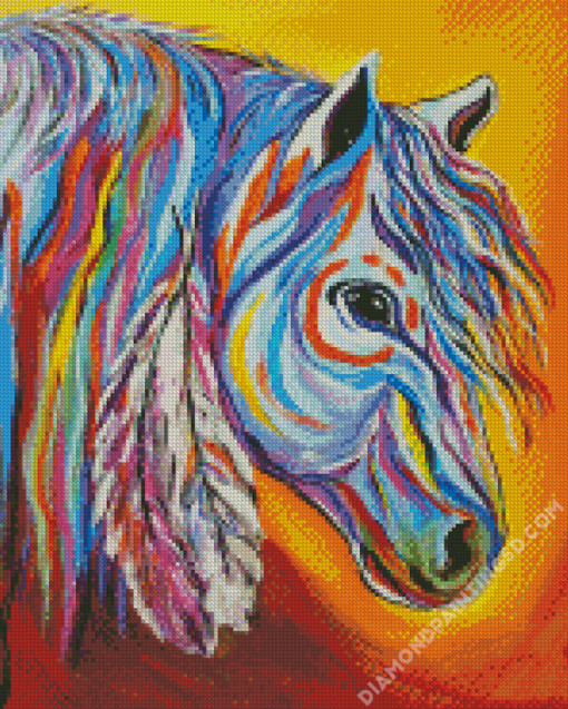 Colorful Native Horse Diamond Paintings