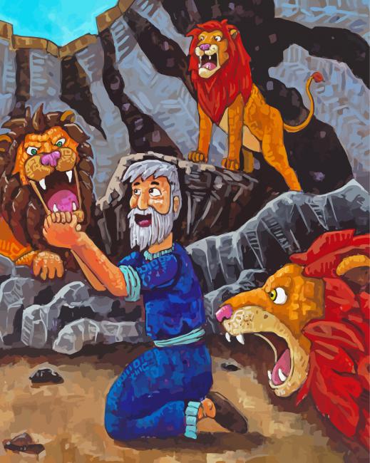 Daniel In The Lions Den Art Illustration Diamond Paintings