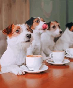 Dogs And Coffee Diamond Paintings