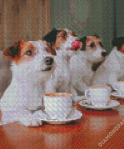 Dogs And Coffee Diamond Paintings