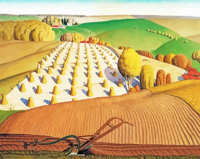 Fall Plowing Grant Wood Diamond Paintings