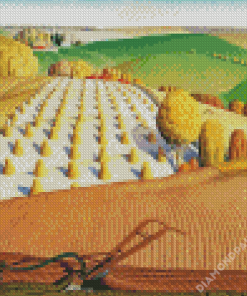 Fall Plowing Grant Wood Diamond Paintings