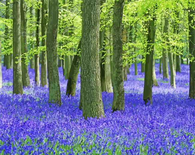 Forest With Bluebells Diamond Paintings