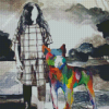 Girl With Rainbow Dog Art Diamond Paintings