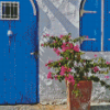 House With Blue Door Diamond Paintings