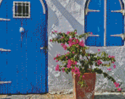 House With Blue Door Diamond Paintings