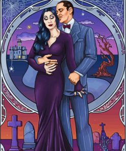 Illustration Morticia And Gomez Diamond Paintings