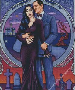 Illustration Morticia And Gomez Diamond Paintings