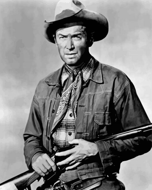 Jimmy Stewart Black And White Cowboy Diamond Paintings