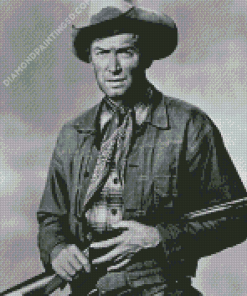 Jimmy Stewart Black And White Cowboy Diamond Paintings