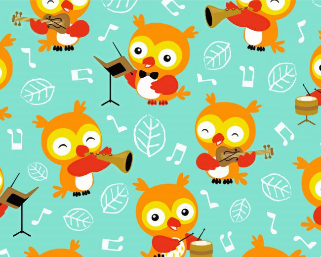 Music And Owl Diamond Paintings