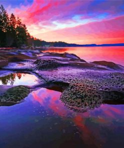 Nanaimo Bc Lake At Sunrise Diamond Paintings