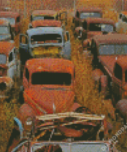 Old Cars in Yard Diamond Paintings