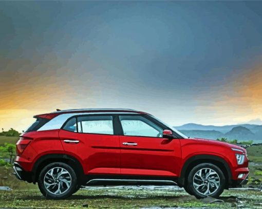 Red Hyundai Creta Diamond Paintings