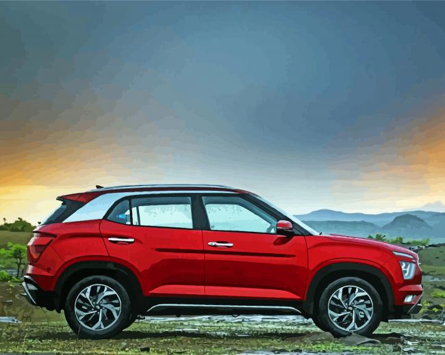 Red Hyundai Creta Diamond Paintings