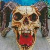 Skull With Pink Tongue Diamond Paintings