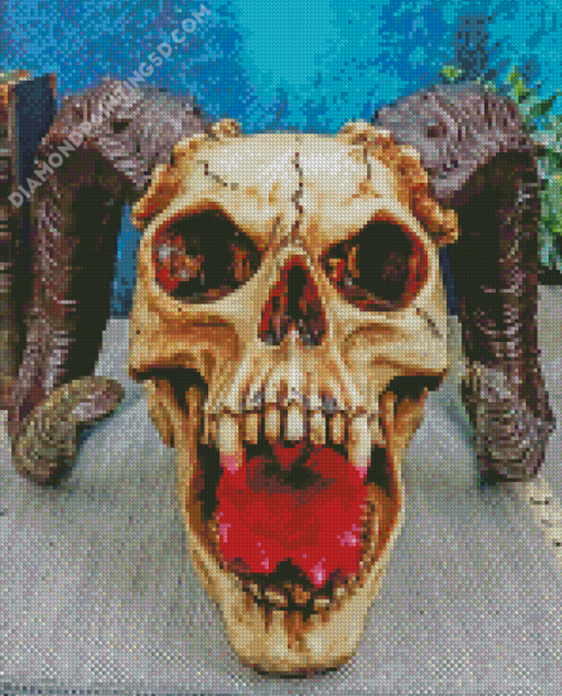 Skull With Pink Tongue Diamond Paintings