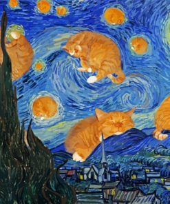 Starry Night Cats Diamond Paintings