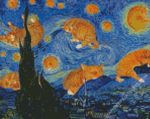 Starry Night Cats Diamond Paintings