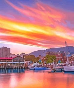 Sunset In Tasmania Harbor Diamond Paintings