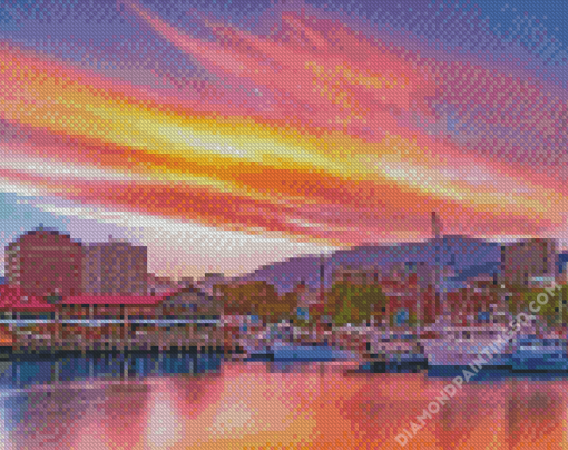 Sunset In Tasmania Harbor Diamond Paintings