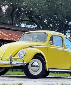 Vintage Yellow Volkswagen Bug Diamond Paintings