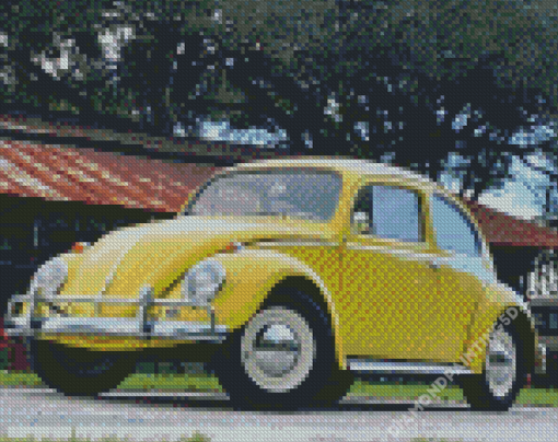 Vintage Yellow Volkswagen Bug Diamond Paintings