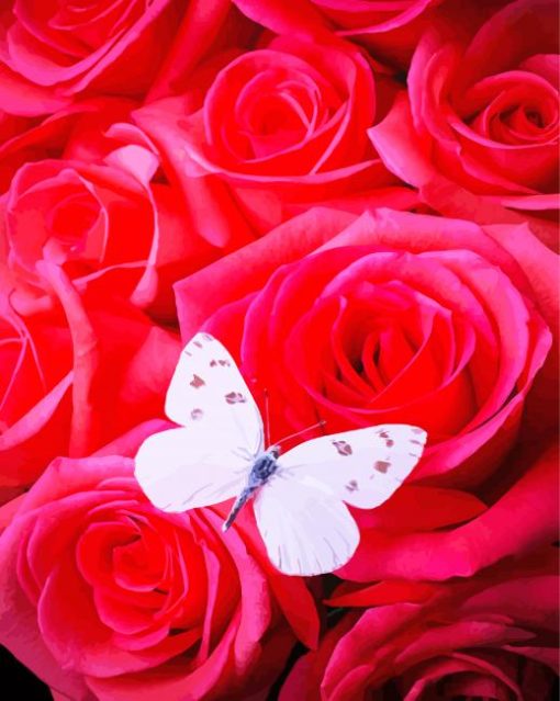 White Butterfly Rose Diamond Paintings