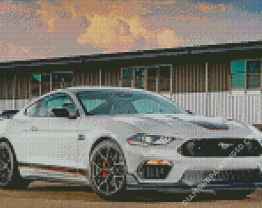 White Mach 1 Mustang Car Diamond Paintings