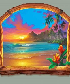 Window Beach Art Diamond Paintings