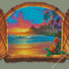 Window Beach Art Diamond Paintings