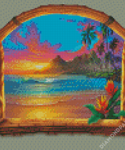 Window Beach Art Diamond Paintings