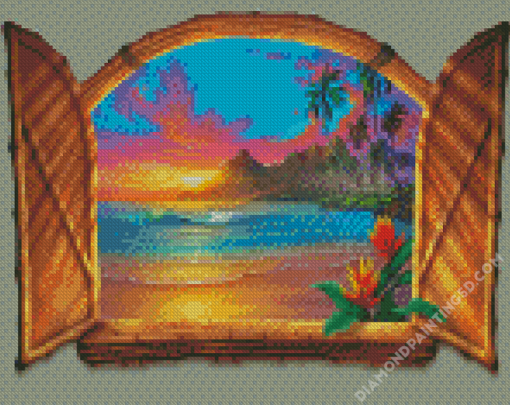 Window Beach Art Diamond Paintings