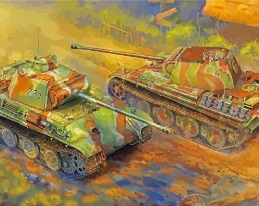 World War II Tank Panthers Diamond Paintings