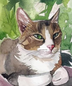 Abstract White Brown Cat Diamond Paintings