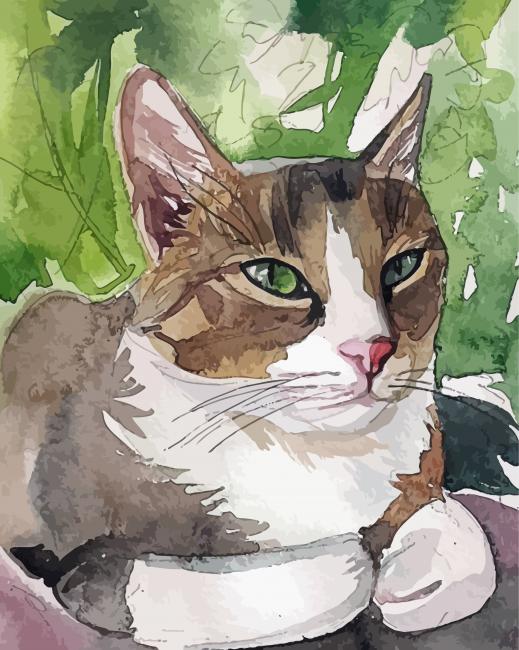 Abstract White Brown Cat Diamond Paintings