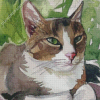 Abstract White Brown Cat Diamond Paintings