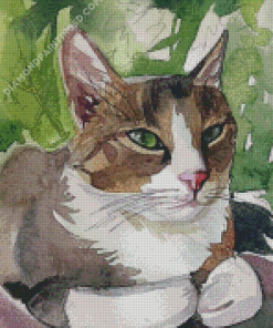 Abstract White Brown Cat Diamond Paintings