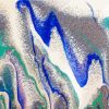 Abstract Fluid Art Background Blue Silver Diamond Paintings