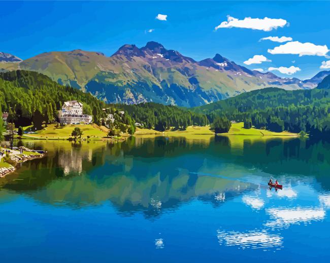 Aesthetic Lake Saint Moritz Art Diamond Paintings