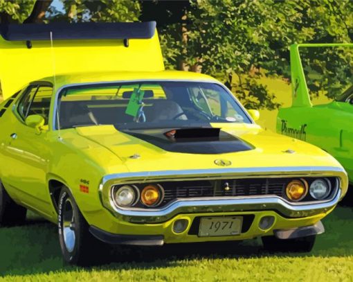 Aesthetic Yellow 1971 Road Runner Diamond Paintings