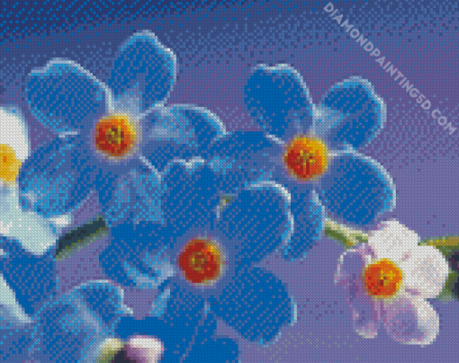 Beautiful Forget Me Nots Flowers Diamond Paintings