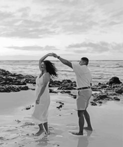 Black And White Couple Dancing On The Beach Diamond Paintings